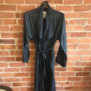 Long Dark Grey Belted Coat from Anthropologie